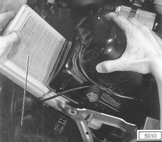 Fig. 5-2. Air filter being removed from air filter housing. Air filter housing will vary slightly between models.

Lubrication and maintenance
page 14